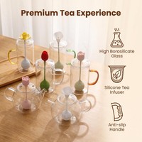 Service à thé en verre borosilicate floral avec infuseur à thé en silicone