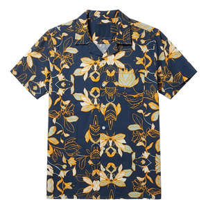 Magnificent Cost Short Sleeve 100% Organic Cotton Print Camp Collar Sustainable Abstract <b>Repeat</b> Pattern Mens Tropical Shirts - Product Image 1