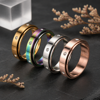 Bague classique en acier inoxydable, texture à pois, bande facettée, bijoux unisexes étincelants, cadeau
