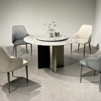 Ensemble de salle à manger moderne nordique VRGO, table à manger rotative en marbre Dia.135/150, table ronde de villa avec plateau tournant pour usage hôtelier