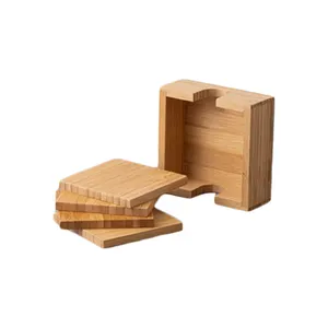 Factory Sale Small Quantity Plain Bamboo Wooden Drinks Natural Bamboo Board Tea Coaster Set