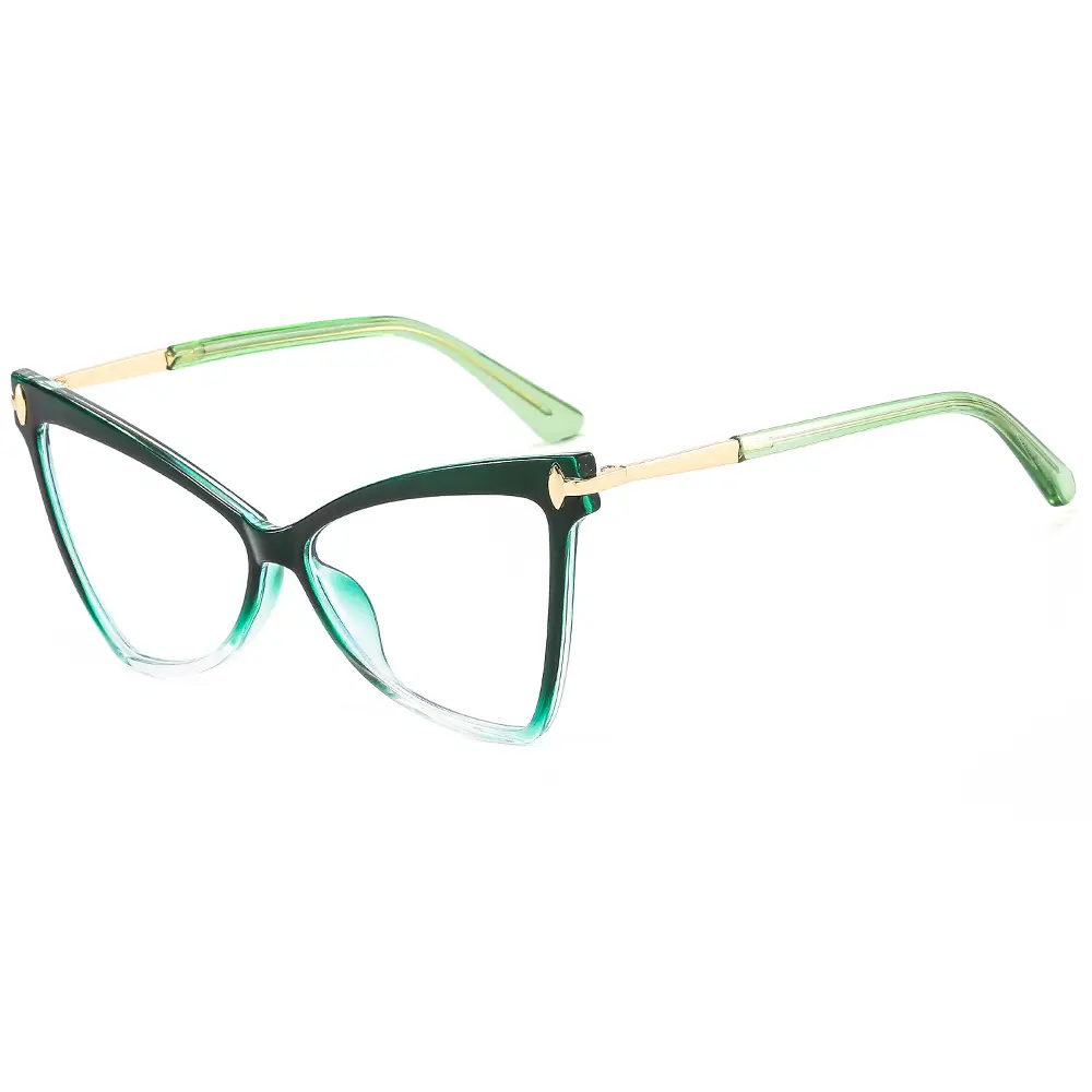 Retro cat eye glasses fashion transparent lens triangle eyewear women men gradient double color frame anti-blue light glasses