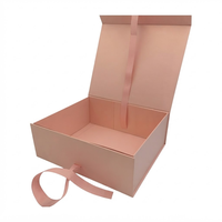 Ensemble d'emballage cadeau rose de luxe sur mesure, boîte rigide pliable avec fermeture magnétique et ruban en satin