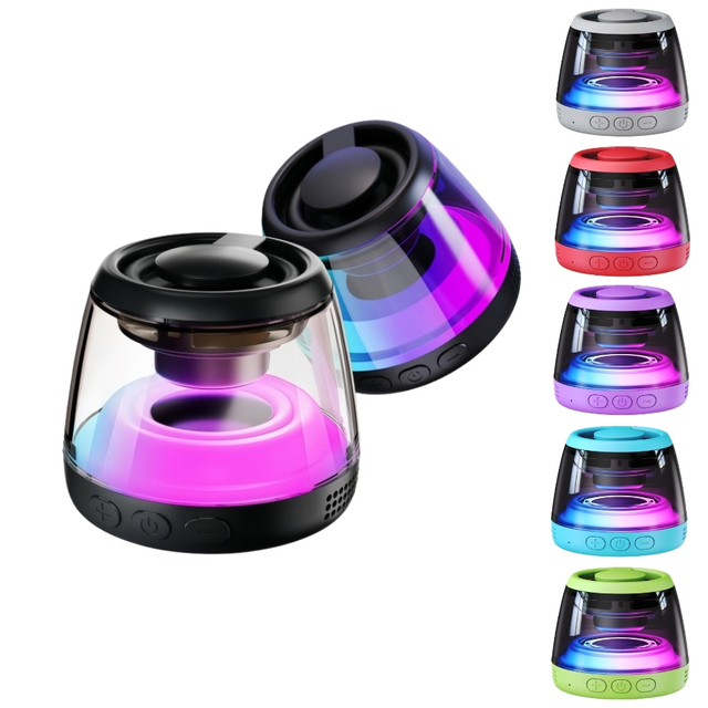 Portable Magnetic Speaker Mini BT Wireless Speaker with LED Light Show and Phone Stand, for Travel Outdoor Camping