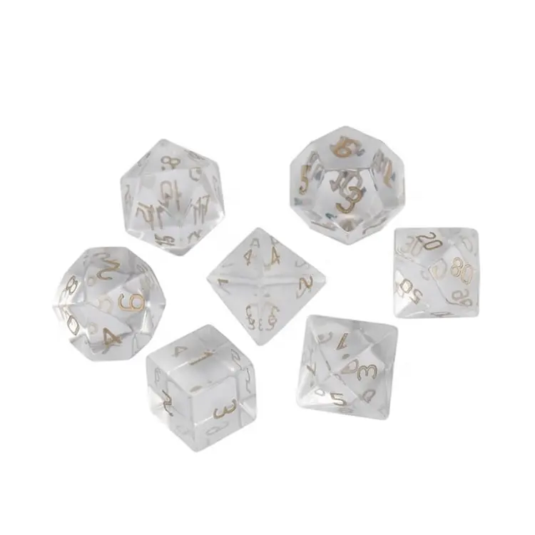 Casino Ludo DnD White Crystal Dice Set K9 Optical Glass Dice For Role Playing Game