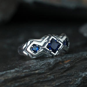 Nouvelle bague en pierre bleue « Lonely Star » rétro, personnalisée, unique, simple, polyvalente, bijoux de style hip-hop pour homme - Product Image 2