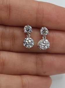 Wholesale Supply Vintage Inspired <b>Sterling</b> <b>Silver</b> Rhodium Plated Moissanite Diamond <b>Stud</b> Earrings Minimalist Style Women's Daily - Product Image 4