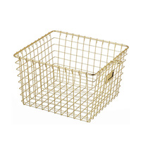 Panier de rangement rectangulaire en fer forgé électroplaqué avec doubles poignées, style moderne et minimaliste, pour CD/télécommande/papeterie