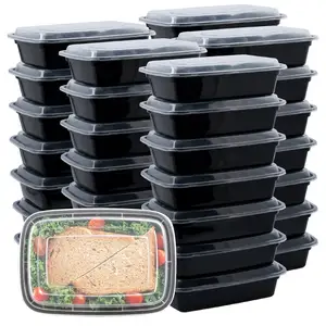 Meal Prep Containers With Lids 32oz Plastic Food Storage Containers 1 Compartment Lunch Boxes