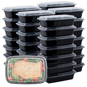 Contenedores de plástico con tapas para comida, 32oz, 1 compartimiento, fiambrera