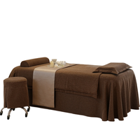 Ensemble de draps plats marron pour spa et massage, jupe de lit en velours épais, parure de lit ultra douce, couvre-lit