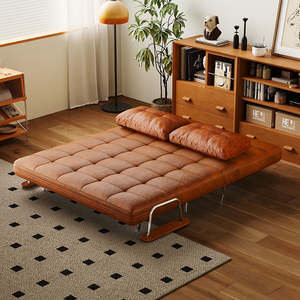 Canapé-<span class=keywords><strong>lit</strong></span> en cuir pliable - Conception à double usage pour la maison, l'hôtel et les petits appartements |   Meubles convertibles gain de place - Product Image 3