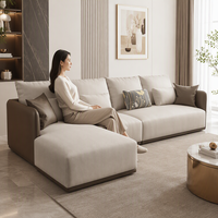 YUANCHANG Modernes L-förmiges Ecksofa-Set Lederpolsterung Hochdichter Schaumstoff für Villa Wohnzimmer Heim-Möbel