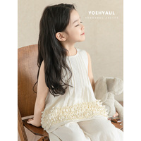 Ensemble 2 pièces pour bébé fille YOEHYAUL X5173, débardeur sans manches et pantalon, avec volants, uni, tendance été pour tout-petits