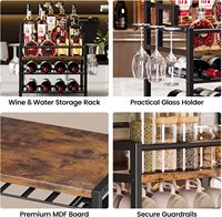 Estante de Exhibición de Botellas de Licor Vintage de Madera Portátil de 5 Niveles, con Capacidad para 20 Botellas, Estantes para Vino de Encimera con 6 Soportes para Copas de Vino