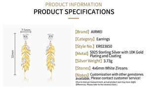 Exquisitos Pendientes Colgantes de Hoja con Degradado de Lujo, Elaborados en Tono de Oro de 10k con Circonita Brillante de Corte Marquesa para Mujer - Product Image 6
