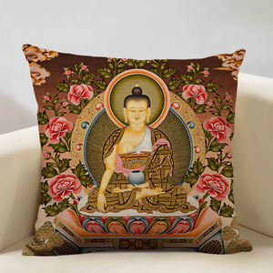 Style thaïlandais bouddha Statue œuvre rétro bouddhiste intérieur oreiller <span class=keywords><strong>housse</strong></span> <span class=keywords><strong>de</strong></span> <span class=keywords><strong>coussin</strong></span> 45x45cm - Product Image 4