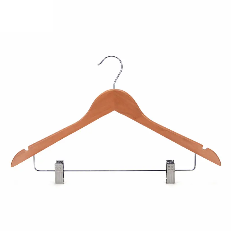 Buy Cloth Hanger Drying Pants Cloth Trouser Hanging European Kids Wholesale Wooden Hanger With Clip