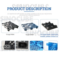 Palettes Euro Sinocube empilables robustes de 9 pieds en plastique HDPE à simple face, entrée 4 directions pour entrepôts