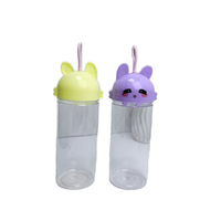 Bouteille de 300ml et capuchon de lapin mignon avec crochet Bouteille de grande capacité pour stylo à jus et stockage d'éponge de beauté