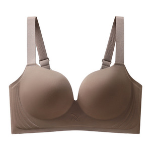 Ropa interior de levantamiento de senos grandes para mujer, sección delgada que no deja marcas, muestra un pequeño sujetador antiflacidez de anillo sin acero - Product Image 5