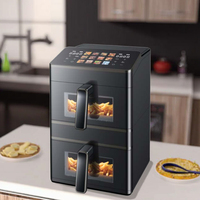 Friteuse à air numérique à écran tactile couleur de 3000 W, 12 L, 12 menus, 2 paniers, 3 éléments chauffants, technologie rapide, friteuse à air à double empilage