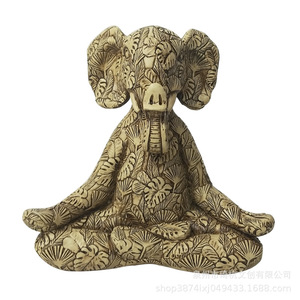 Figurine d'éléphant en résine Qi Hang Yoga, décoration artistique faite à la main pour la maison, le salon, l'entrée, le bureau, la méditation zen - Product Image 1