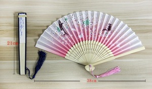 Custom Logo Portable Plastic Hand Fan Eco-Friendly Bamboo Paper Angel Traditional Love Flower Painted DIY Advertising - Product Image 5
