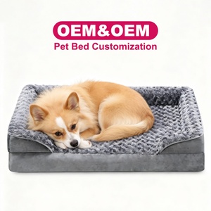 Coussin orthopédique pour chien en fausse fourrure grise, doux et lavable, avec housse amovible, fabriqué par une usine OEM ODM fiable. - Product Image 1