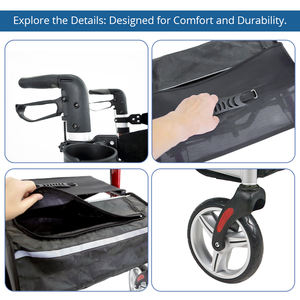 Déambulateur à roulettes – Idéal pour les utilisateurs de soins à domicile recherchant une mobilité facilitée avec un soutien amélioré pour une utilisation en intérieur et en extérieur - Product Image 5