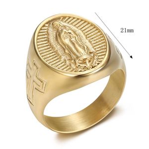 Anillo de Acero Inoxidable Cruzado Estilo Retro Europeo Americano, Color Oro y Plata, Unisex, Regalo de Joyería para Hombres y Mujeres - Product Image 5