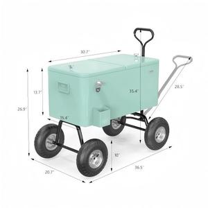 Chariot glacière isotherme 80QT grande capacité en métal avec roues pour aliments et boissons - Utilisation extérieure - Product Image 2