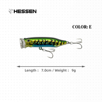 Leurre de surface Hessen Popper Crank 70mm 9g flottant, leurres durs pour la pêche au bar, au saumon et au poisson-chat en eau douce et en mer depuis le bateau