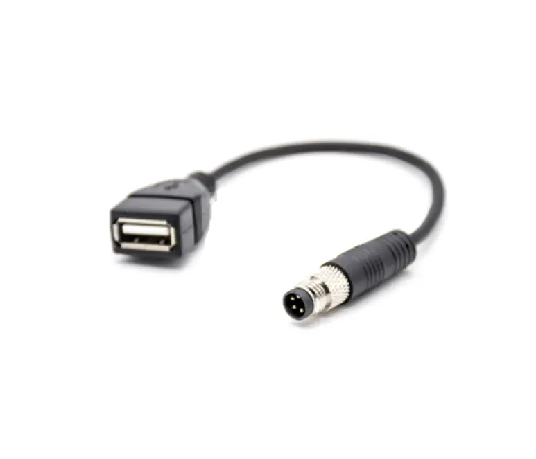 USB2.0 Hembra a M8 4PIN macho cable 3M negro