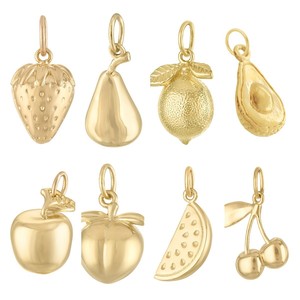 Colgante de fruta de acero inoxidable de 18 quilates, collar con colgante de melocotones, fresas y manzanas de acero inoxidable con incrustaciones de circón DIY - Product Image 1