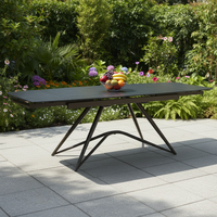 Ensemble de table à manger moderne de luxe Yaofu HZ081 noir, plateau en verre de 10 mm, base géométrique en métal, 8 places, pliable, étanche, extensible