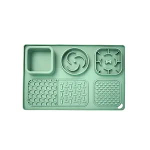 OEM ODM Private Label 2 in 1 Food Grade Silicone Pet Cat Dog Treat Slow Feeder Food and Water Feeding Bowls Lick Mat Pad