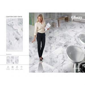Canyon Grey Onyx Glossy Porcelain Tiles 24x48 Inch Modern Polished Surface for Elegant Interior Floors - Product Image 1