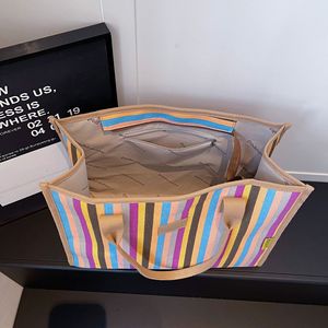 <span class=keywords><strong>Sac</strong></span> fourre-tout en toile rayé grande capacité pour femme, collection Printemps 2026, <span class=keywords><strong>sac</strong></span> à main décontracté pour maman, fermeture éclair, doublure en polyester - Product Image 4