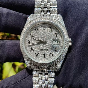 Reloj de moissanita de Hip Hop de 41 MM de lujo de alta calidad, probador de diamante helado personalizado, movimiento de cuarzo, esfera de cristal VVS, ventana de negocios - Product Image 1