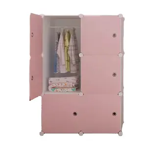 Пластиковый шкаф для одежды для детей, модульный куб, розовый пластиковый ящик для хранения