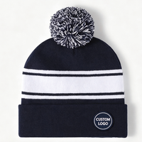 Bonnet tricoté de créateur avec pompon, logo brodé, pour le sport et le golf, personnalisable, bonnet d'hiver