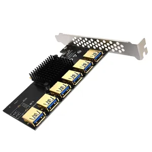 新款Pci快递乘法器Pcie 1x至6 USB 3.0扩展卡Pcie 1至6集线器提升器010S Pci快递x16卡适配器