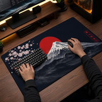 Tapis de souris de jeu XL anti-rayures, motif samouraï japonais Bushido en aquarelle, base en caoutchouc antidérapante, bords cousus, tapis de bureau