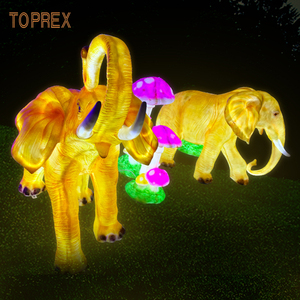 टोपरेक्स इको-फ्रेंडली आउटडोर एलईडी लाइट्स लॉन गार्डन थीम पार्क फेस्टिवल सजावट के लिए बड़े राल हाथी की मूर्तियां मूर्तिकला - Product Image 6