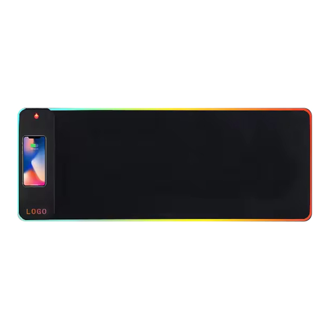 Black Wireless Charging Rgb Gaming Mouse Pad 15w Large Led Mousepad 10 Light Modes Non Slip Mouse Mat for Pc Office