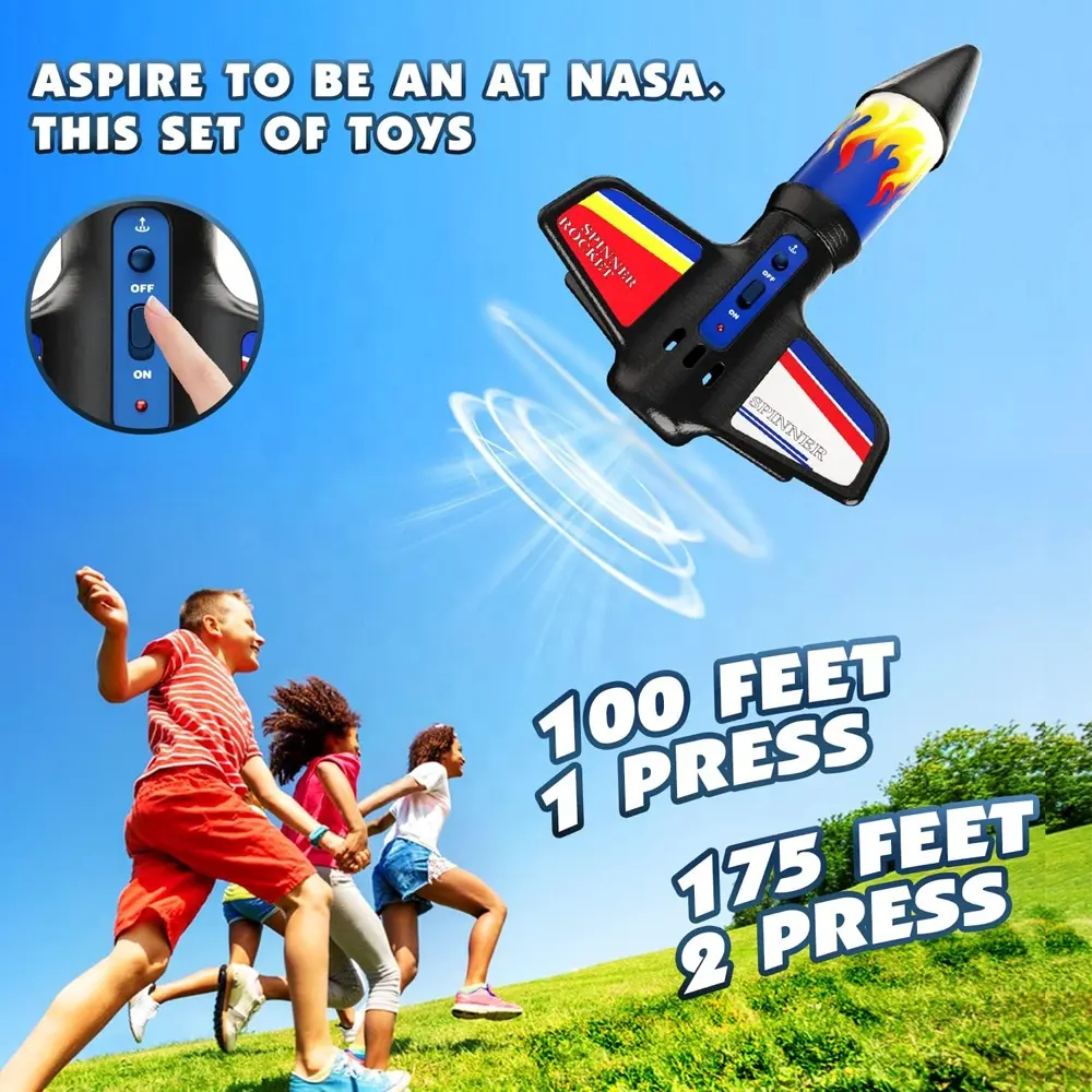 Kids outdoor electric rocket launcher toy electric powered flying model rocket launching up to 150 feet with parachute safe land