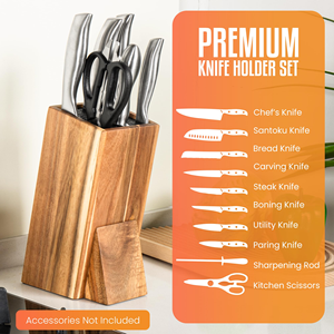 Bloc à couteaux universel en bambou pour cuisine, avec poils amovibles, organiseur de couteaux - Product Image 4