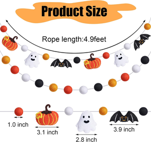 <span class=keywords><strong>Guirlande</strong></span> de boules de laine suspendues multicolores personnalisées citrouille chauve-souris fantôme feutre <span class=keywords><strong>fanion</strong></span> d'affichage pour Halloween Thanksgiving Festival - Product Image 2