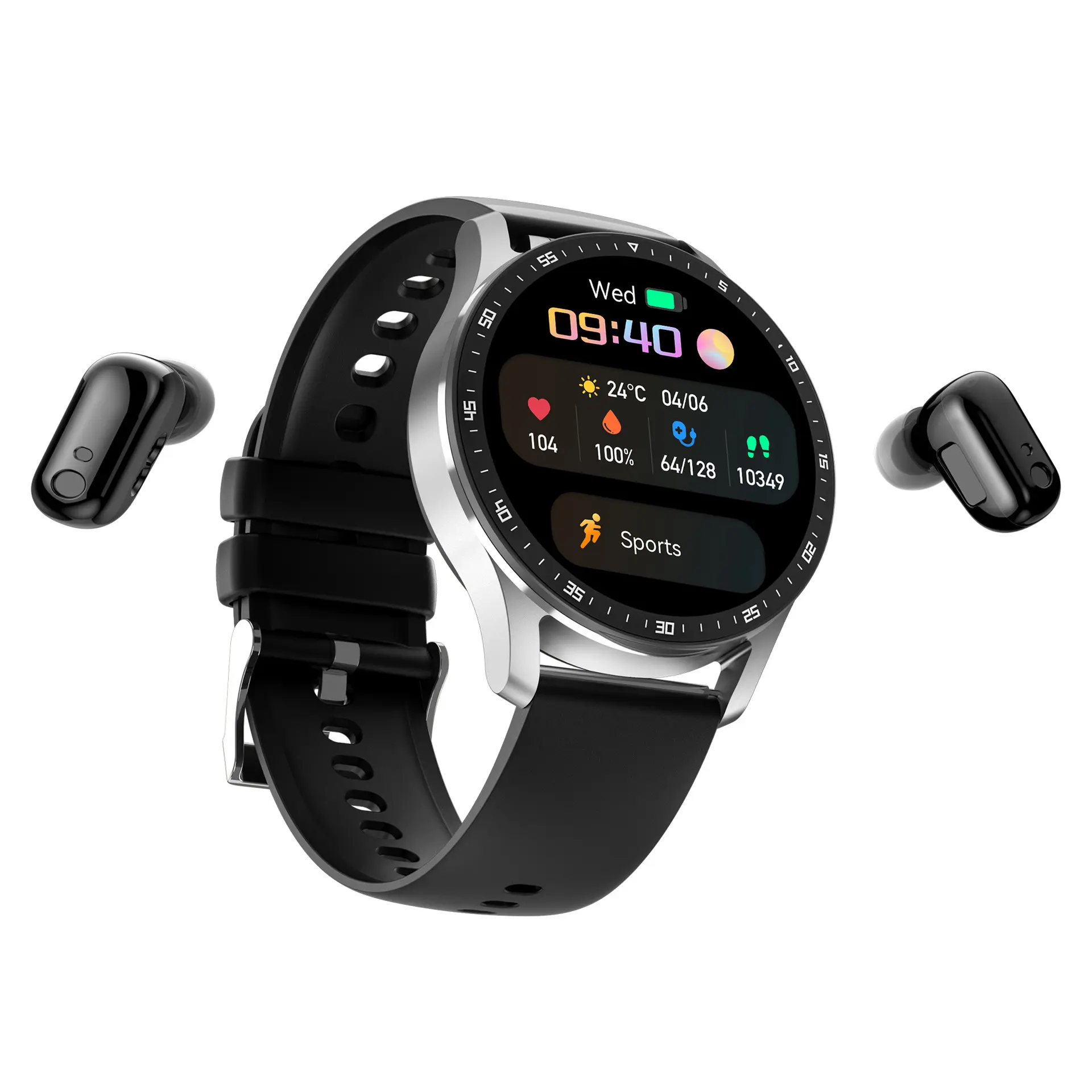 IP7 X7 2 1 jam tangan cerdas Bluetooth, earbud olahraga kebugaran pemantau denyut jantung tekanan darah, gelang baja tahan karat silikon